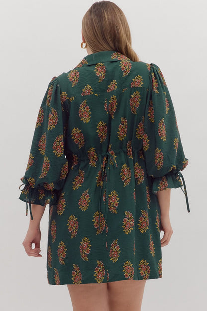  Parry Half Sleeve Mini Dress, Hunter Green | Plus Size