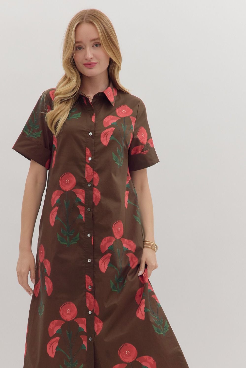  Beatrice Shirt Dress, Brown