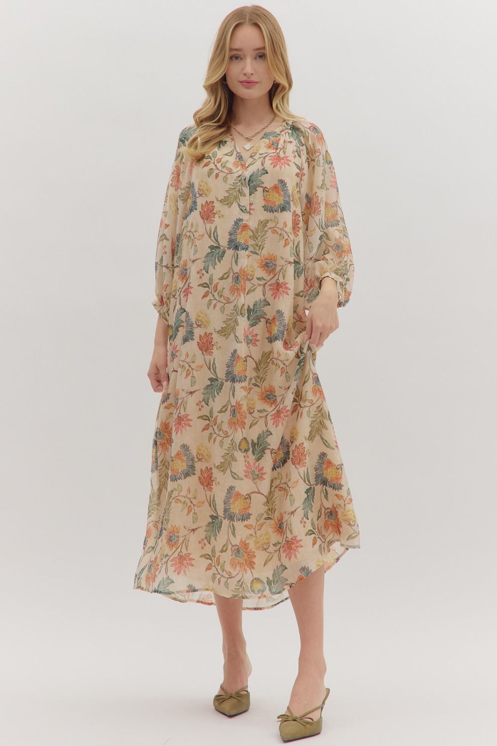  Kendra Midi Dress, Ecru