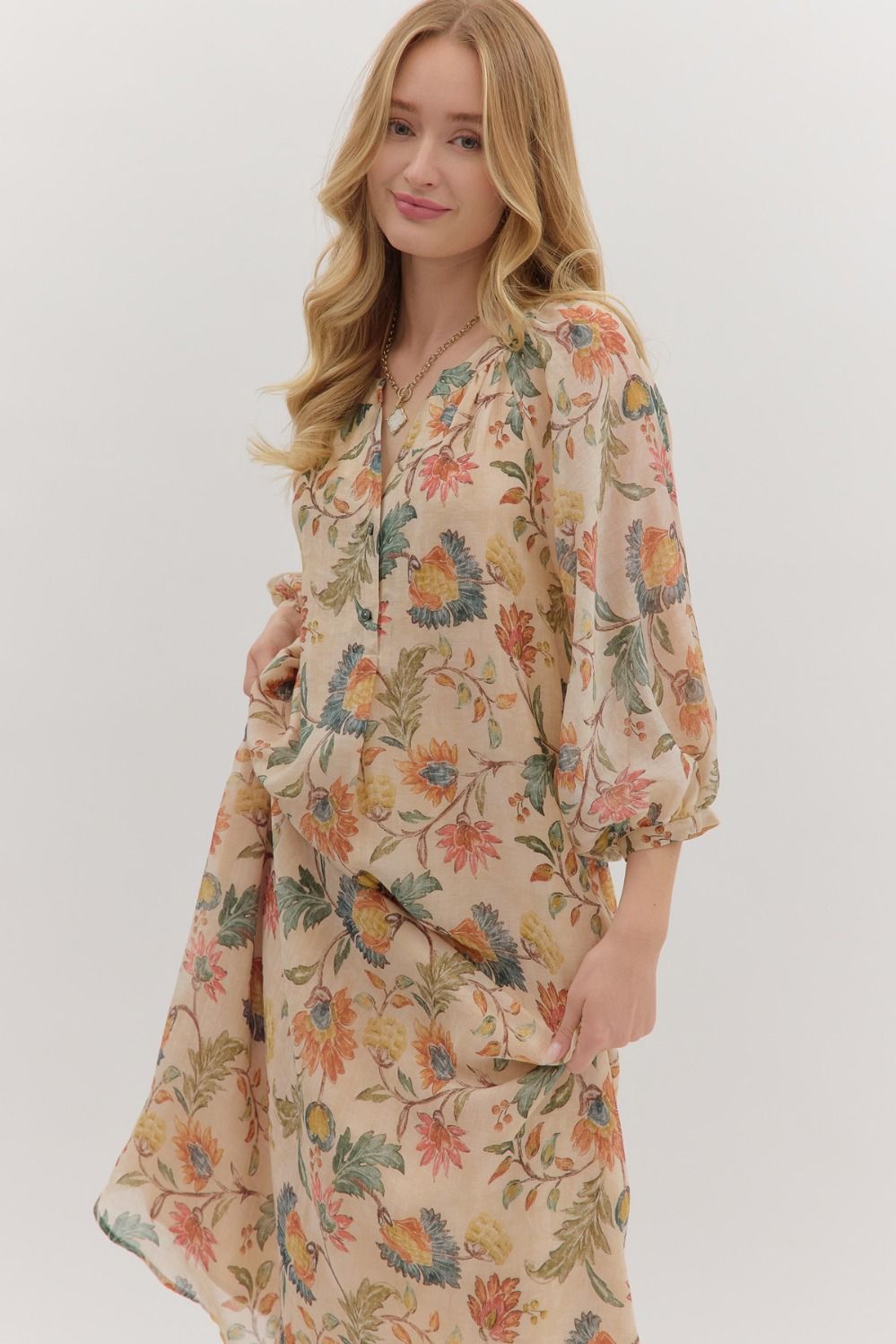  Kendra Midi Dress, Ecru