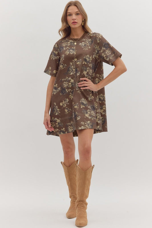  Tilly Floral Mini Dress, Brown