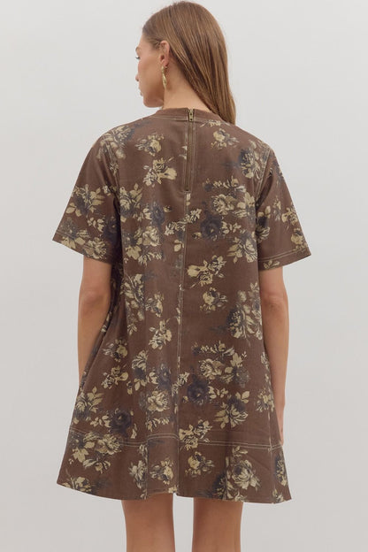  Tilly Floral Mini Dress, Brown