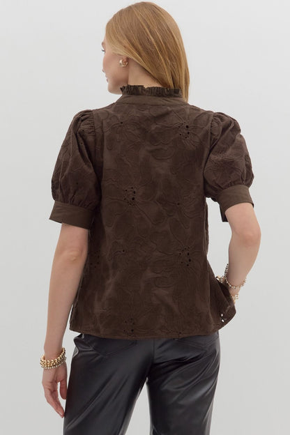  Georgia Floral Embroidered Blouse, Brown