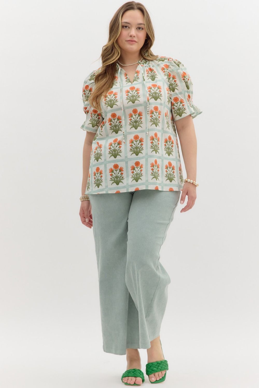  Liv Floral Ruffle Finish Top, Orange | Extended Sizes