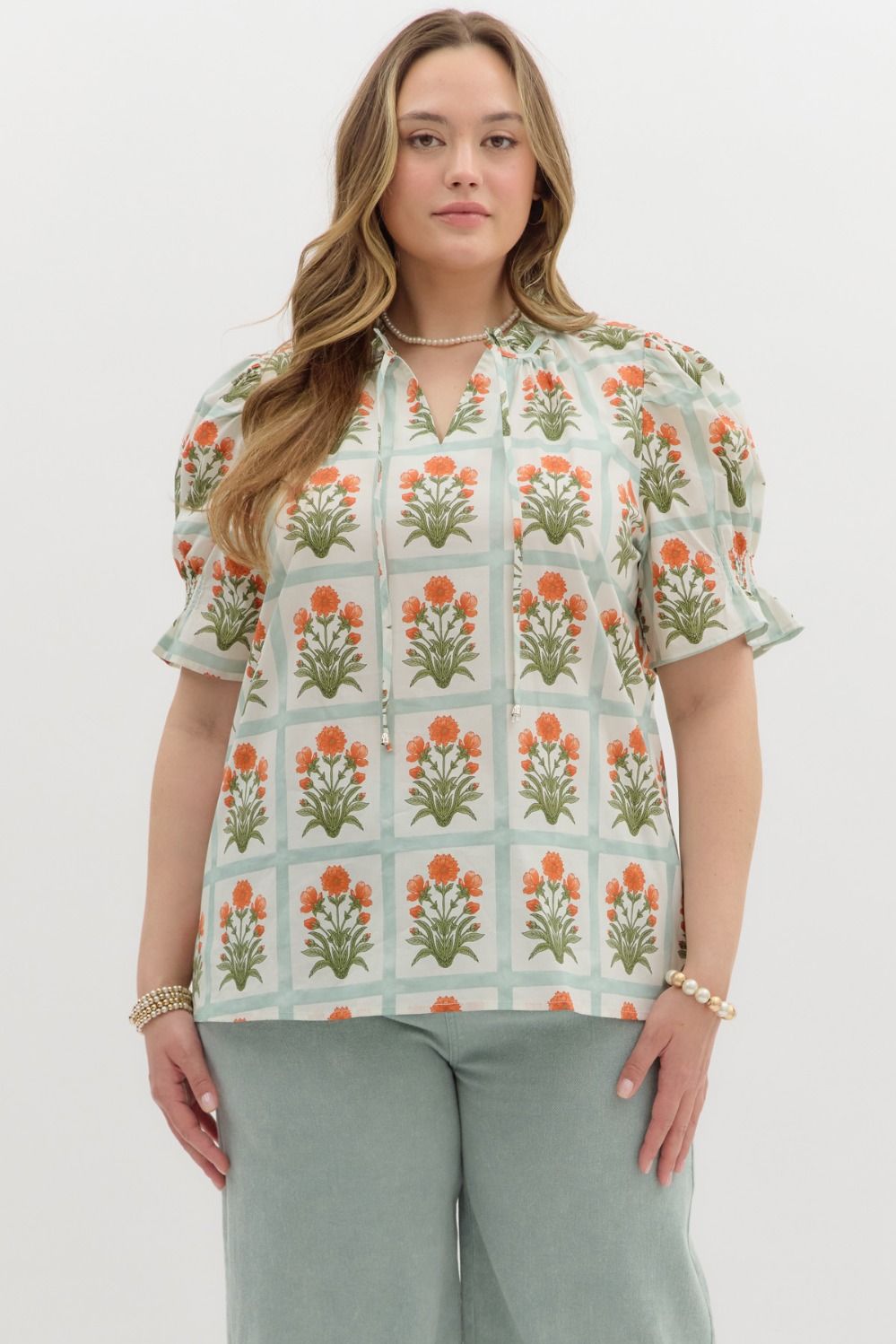  Liv Floral Ruffle Finish Top, Orange | Extended Sizes