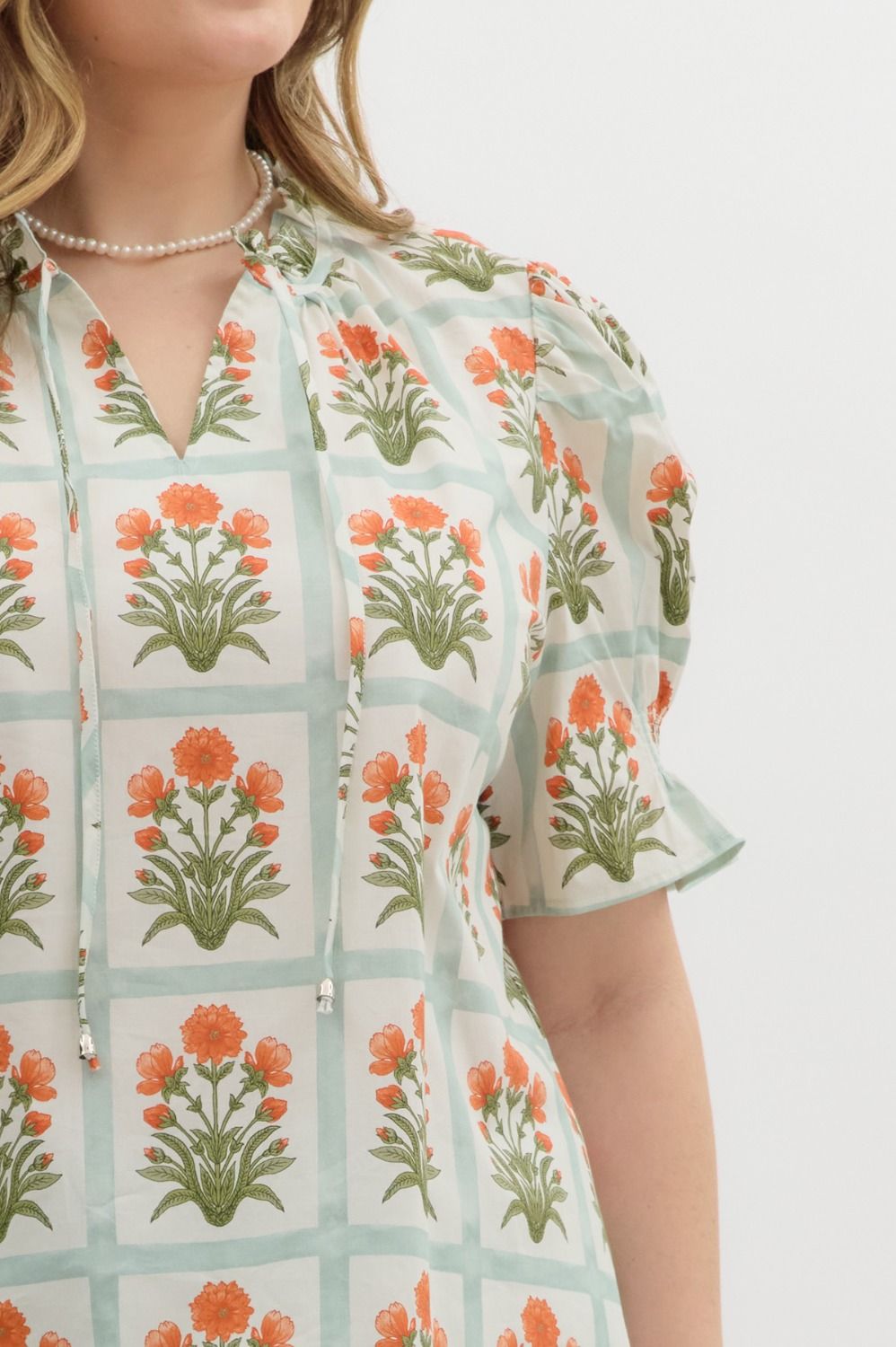  Liv Floral Ruffle Finish Top, Orange | Extended Sizes