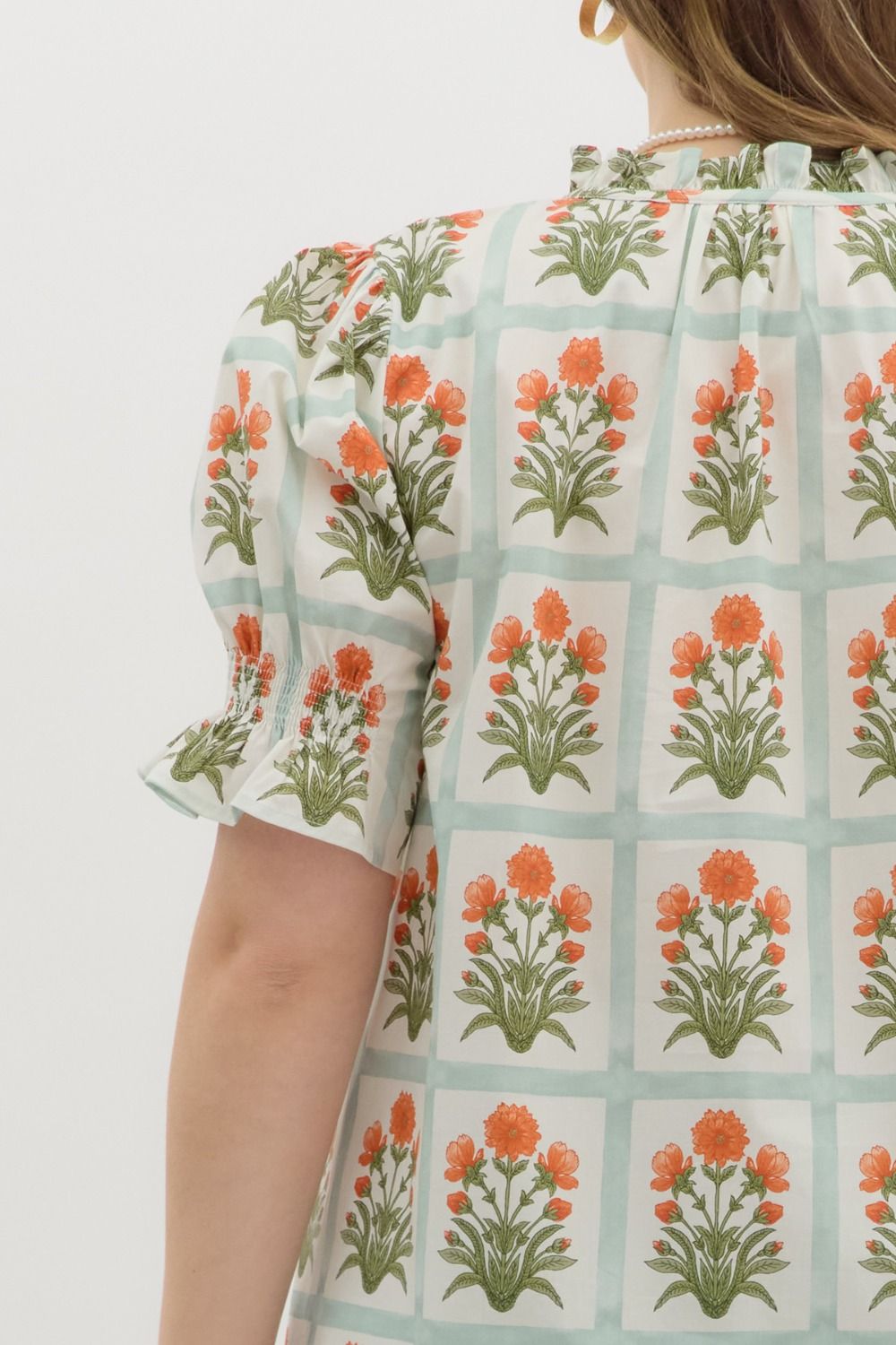  Liv Floral Ruffle Finish Top, Orange | Extended Sizes