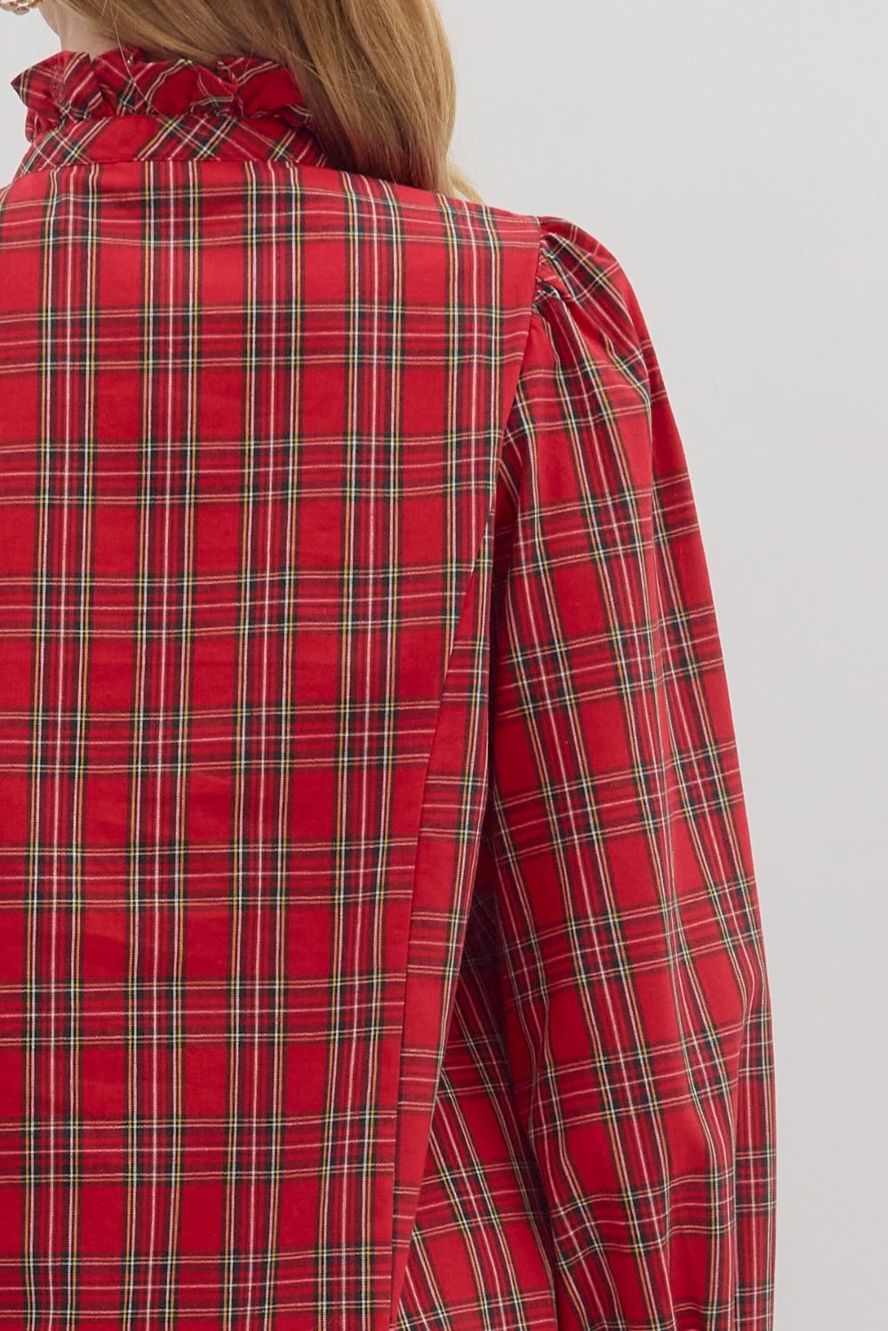 Carrie Plaid Blouse, Red