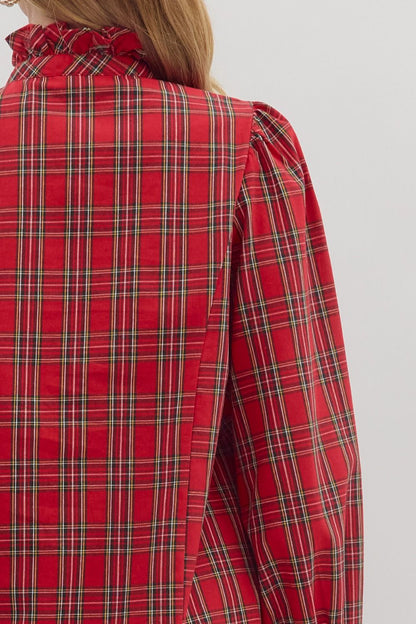  Carrie Plaid Blouse, Red