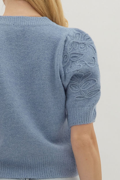 Cadence Puff Sleeve Sweater, Blue