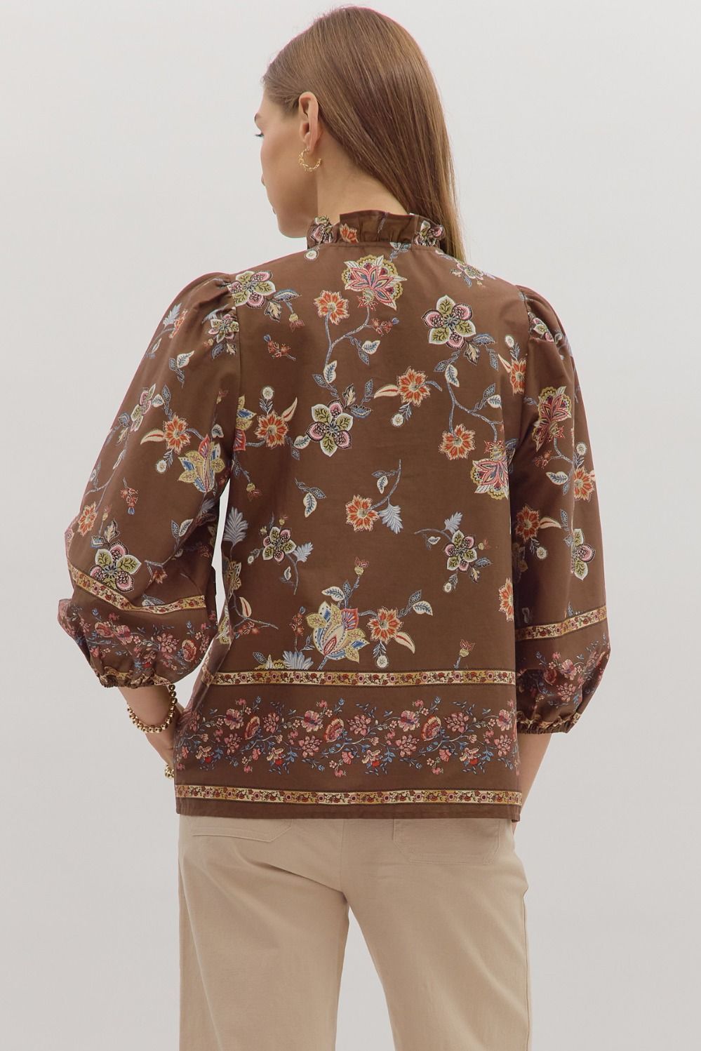  Sasha Floral Top, Brown