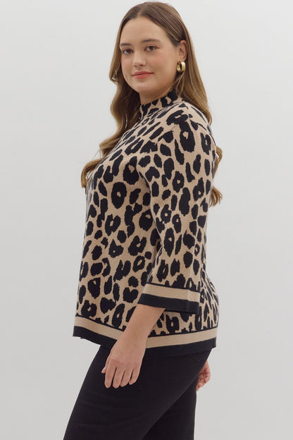  Monae Mock Neck Sweater, Leopard | Plus Size