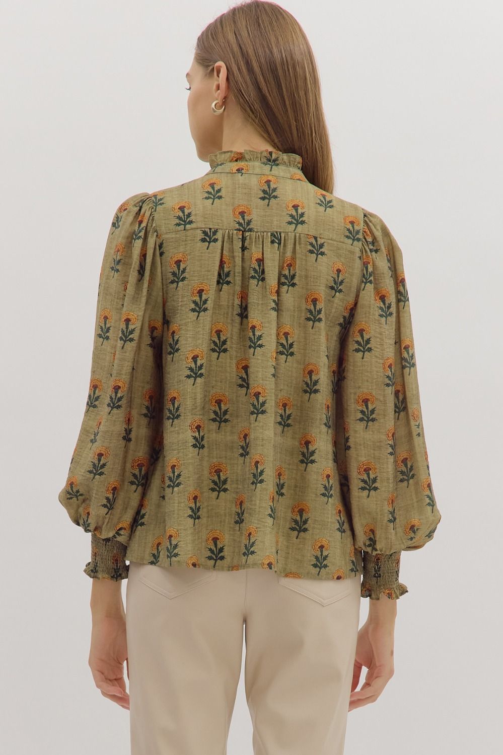  Sadie Floral Blouse, Olive