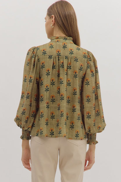  Sadie Floral Blouse, Olive