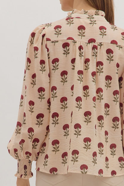  Sadie Floral Blouse, Ecru