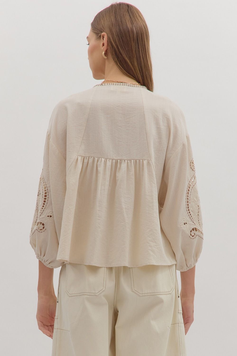  Vanna Embroidered Top, Ecru