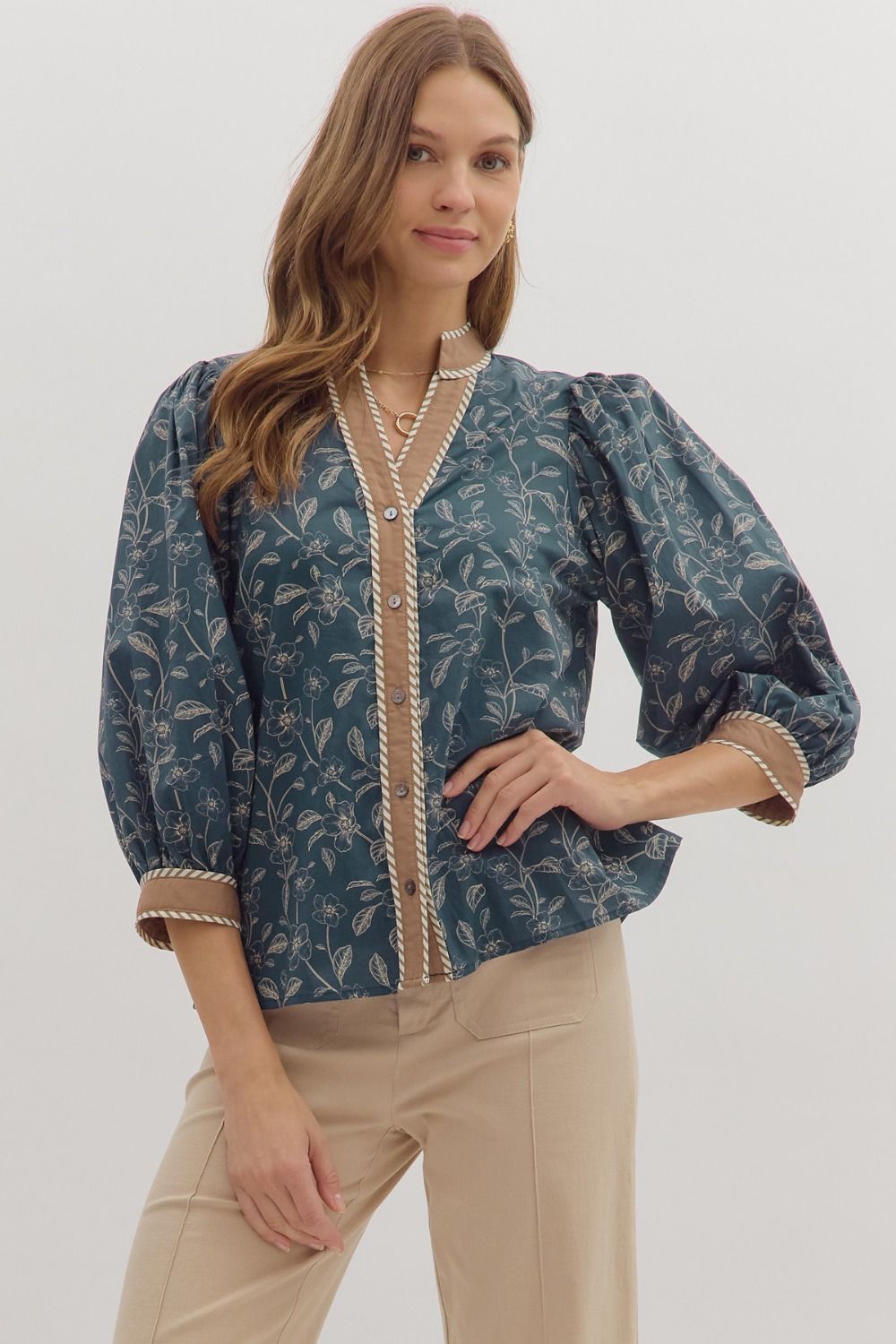  Senna Floral Top, Midnight