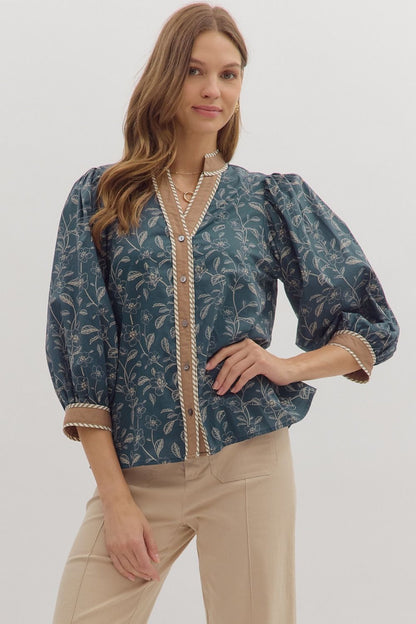  Senna Floral Top, Midnight