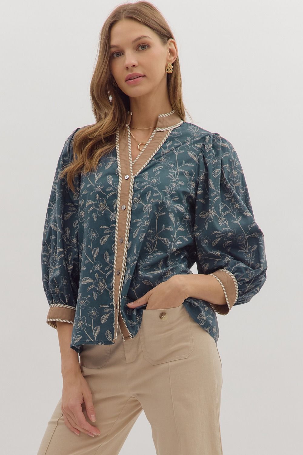  Senna Floral Top, Midnight