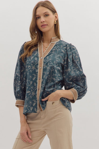  Senna Floral Top, Midnight
