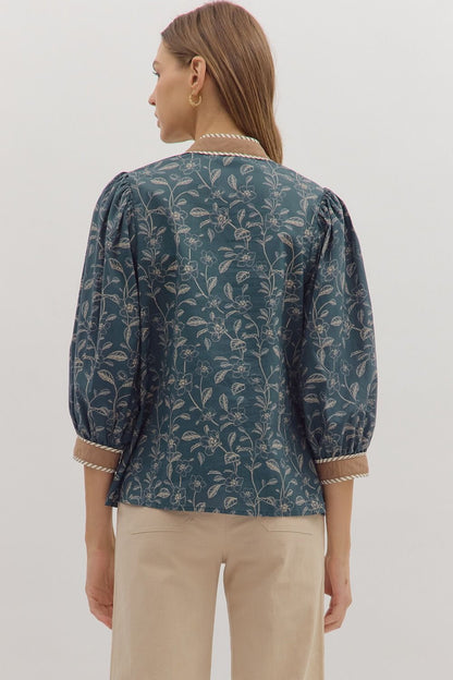  Senna Floral Top, Midnight