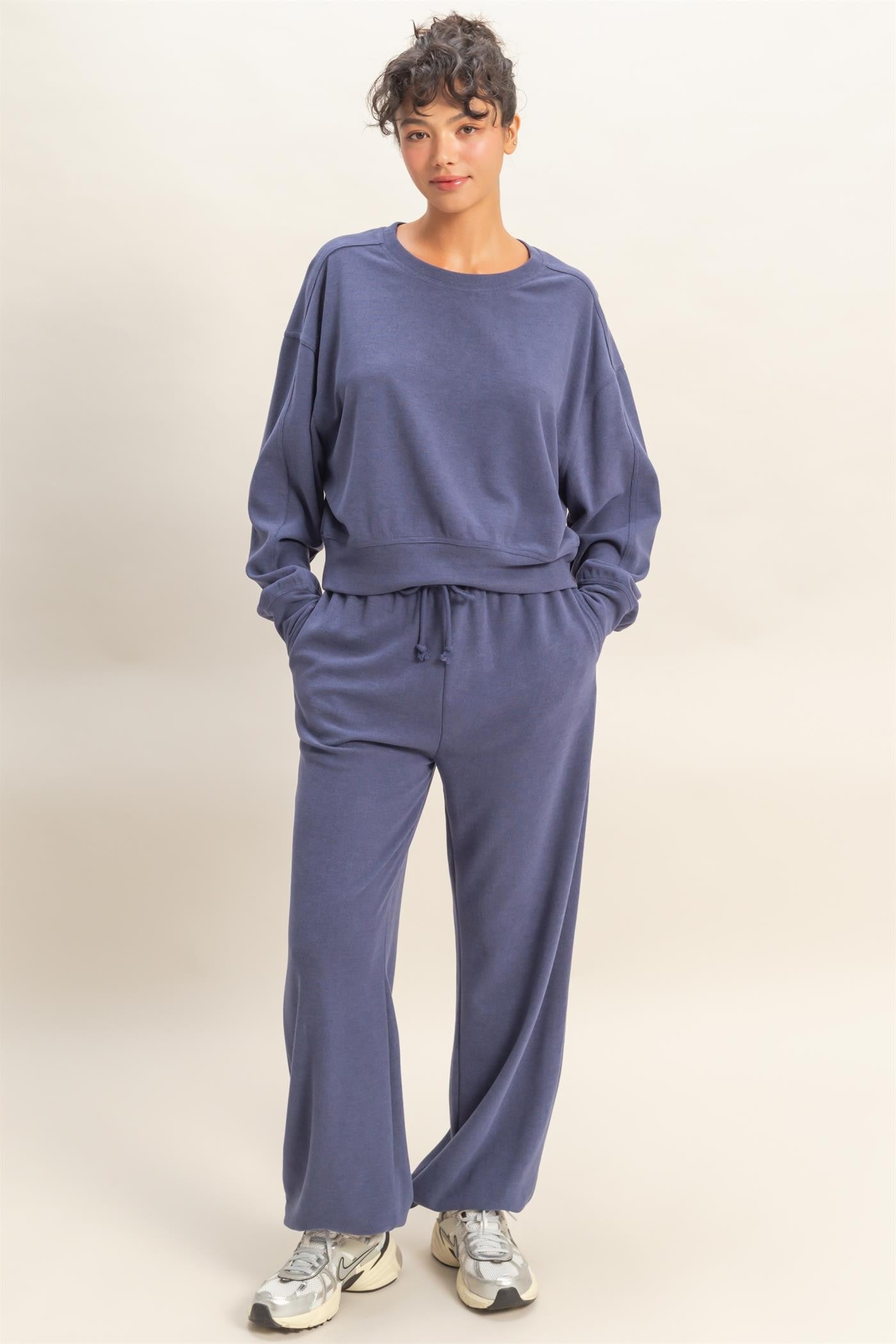  Kinsley Soft Ribbed Sweatshirt, Dusty Indigo