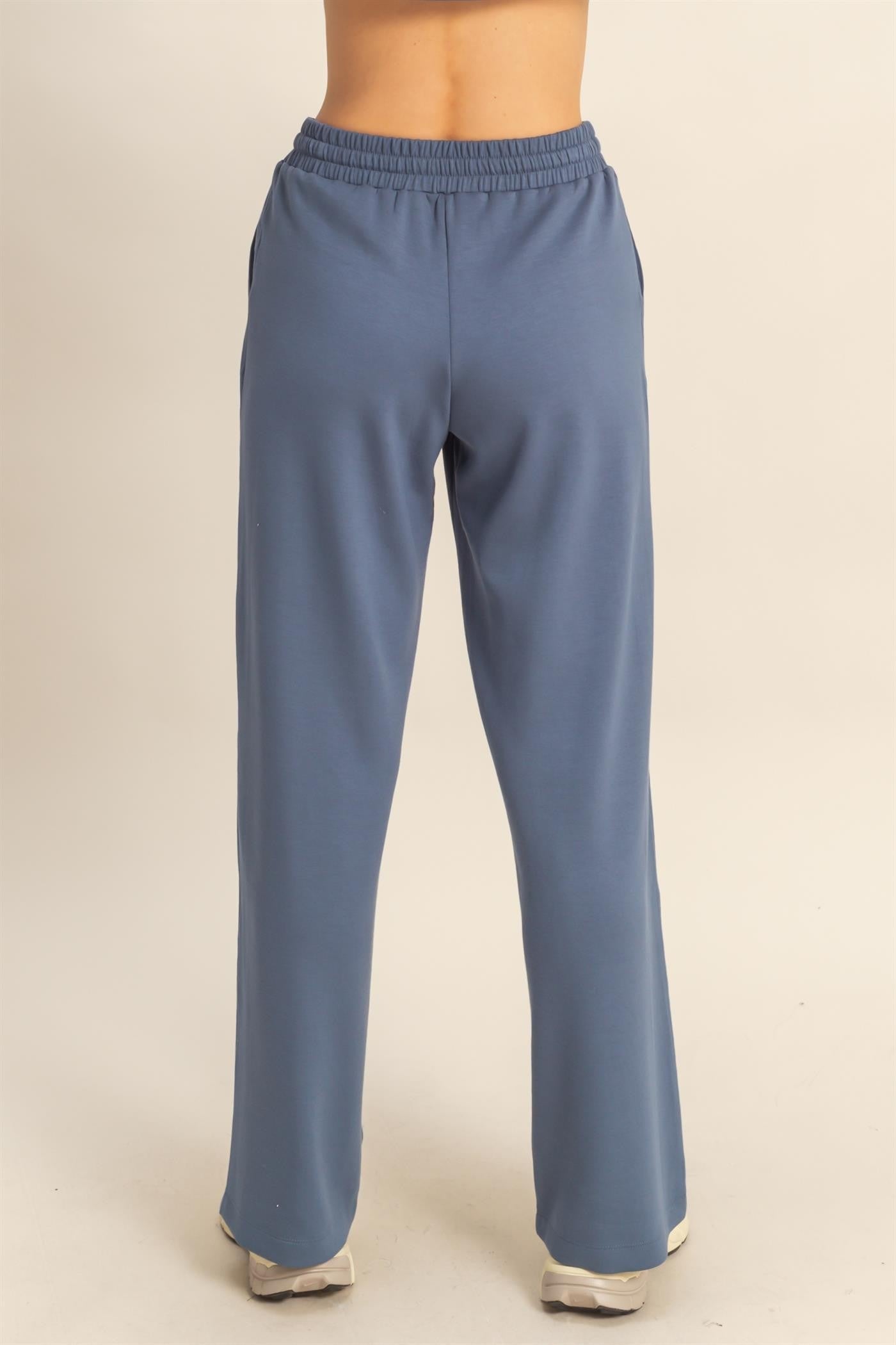  Sloane Wide Leg Knit Pants, Dusty Navy