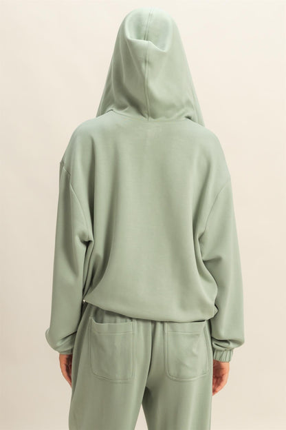  Nora Drawstring Hem Hoodie, Sage Green