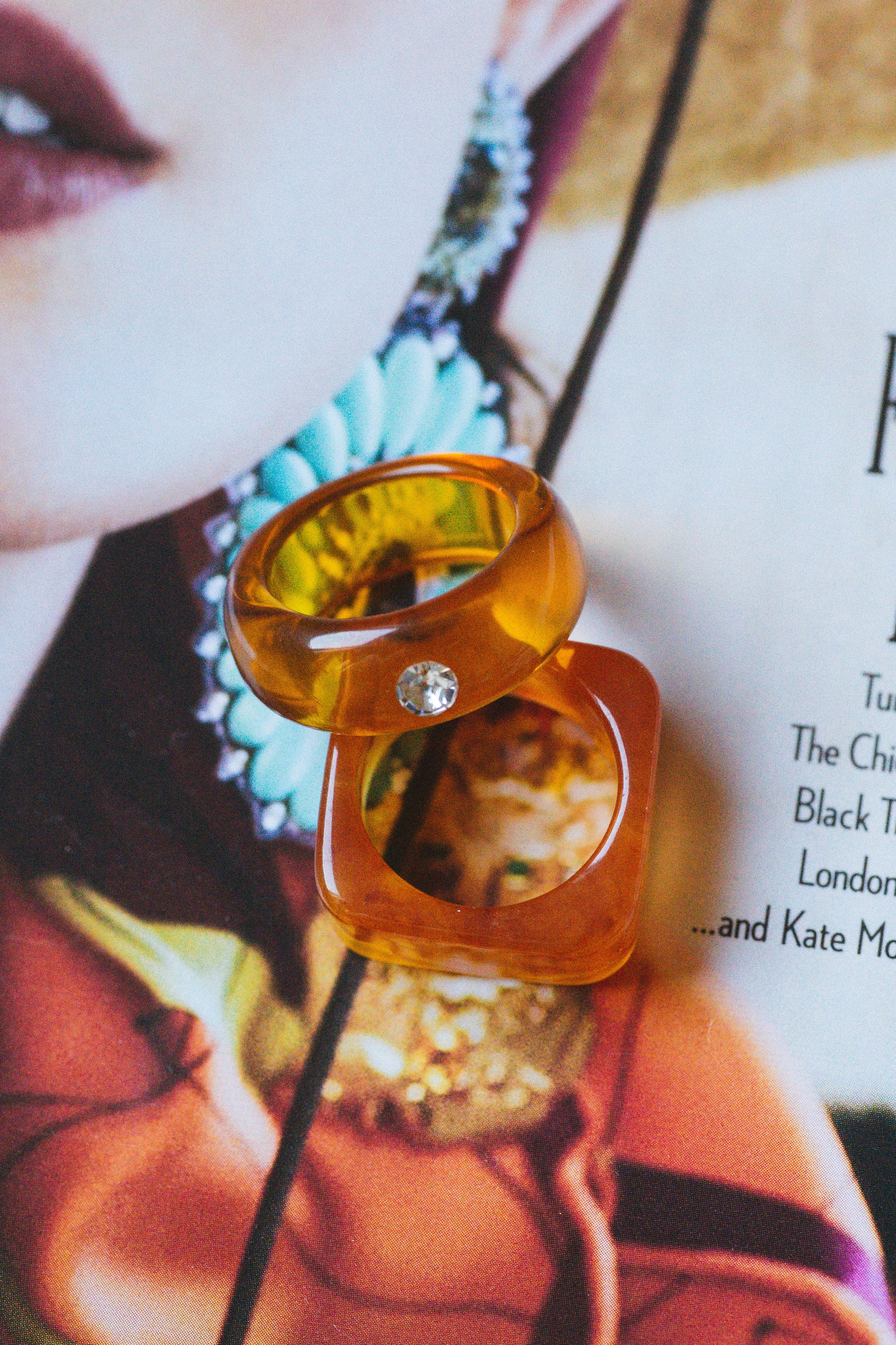  Ramona Resin Ring Set, Camel