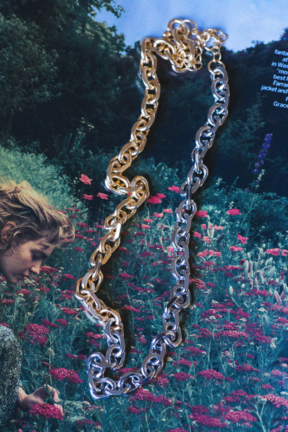  Toby Two Toned Link Necklace, Gold/Silver