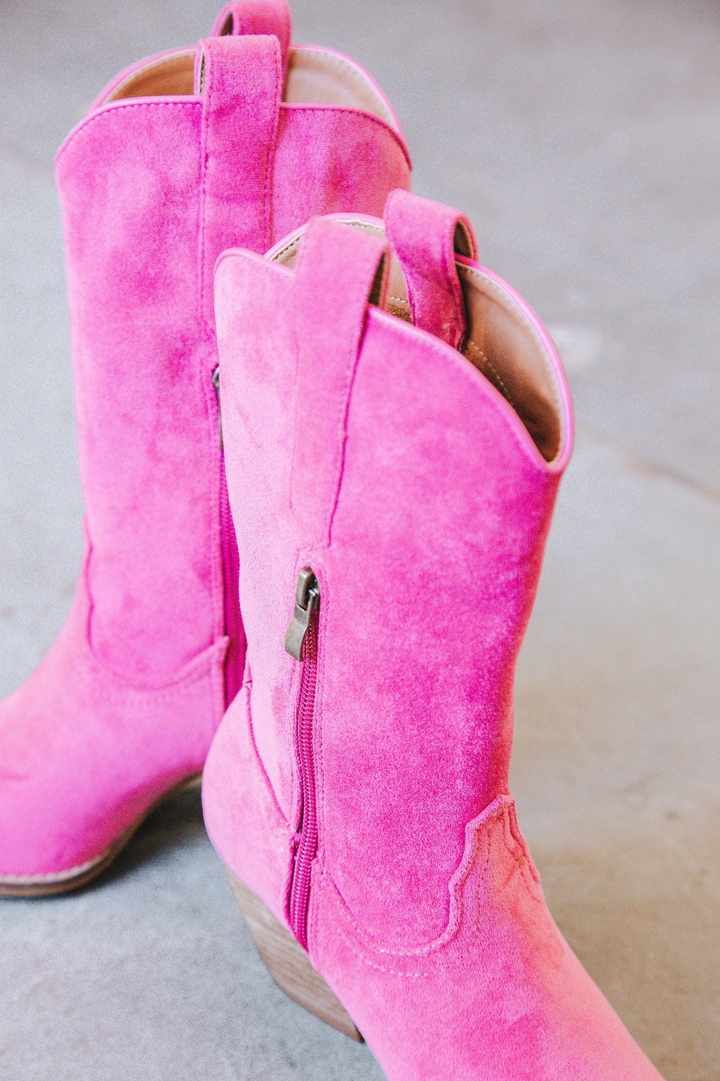  Arisa Mid Calf Faux Suede Boot, Fuschia