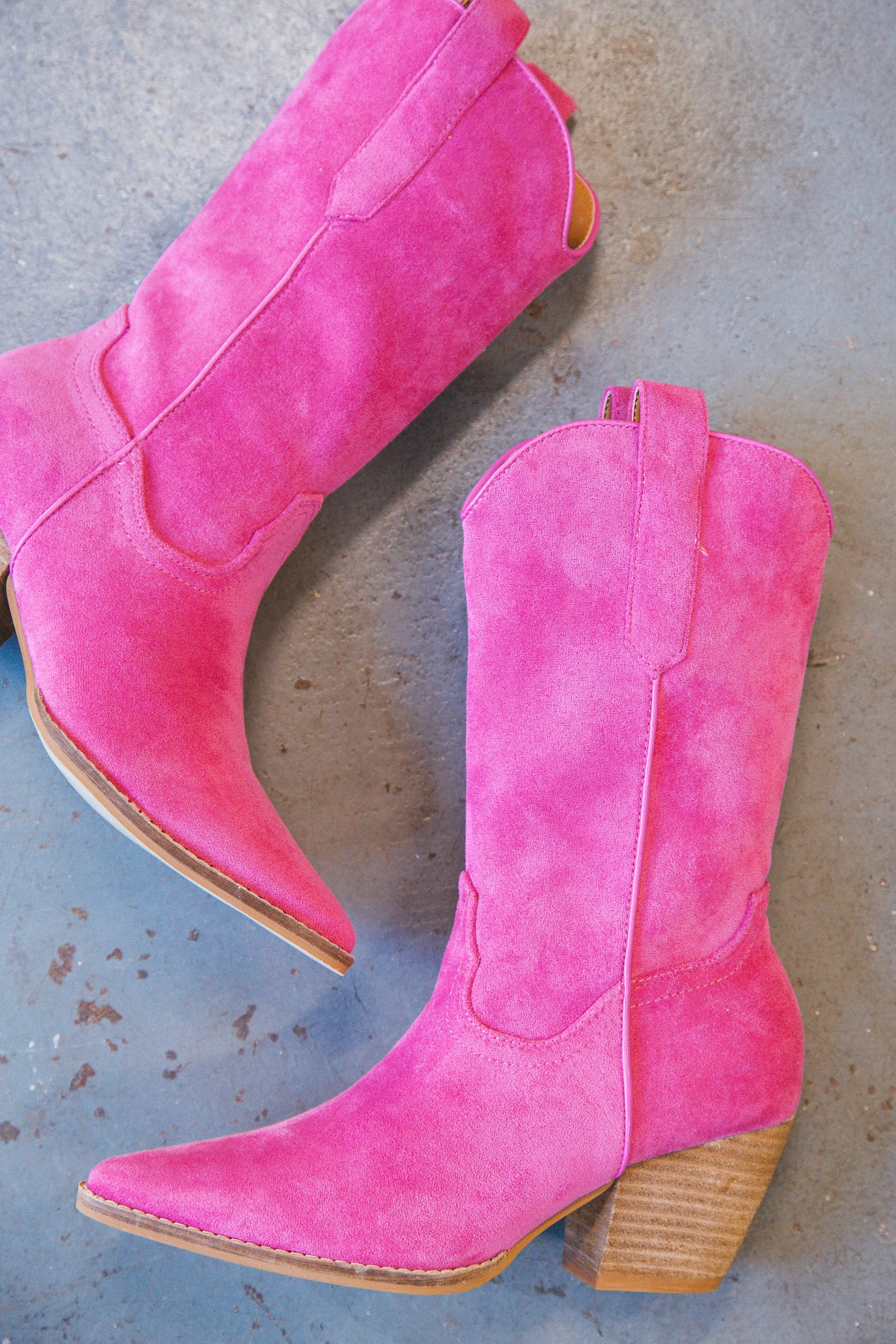 Arisa Mid Calf Faux Suede Boot, Fuschia