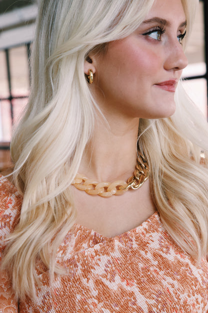  Renee Resin Link Necklace, Ivory