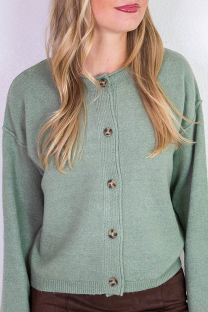  Melina Roll Neck Cardigan, Sage Green