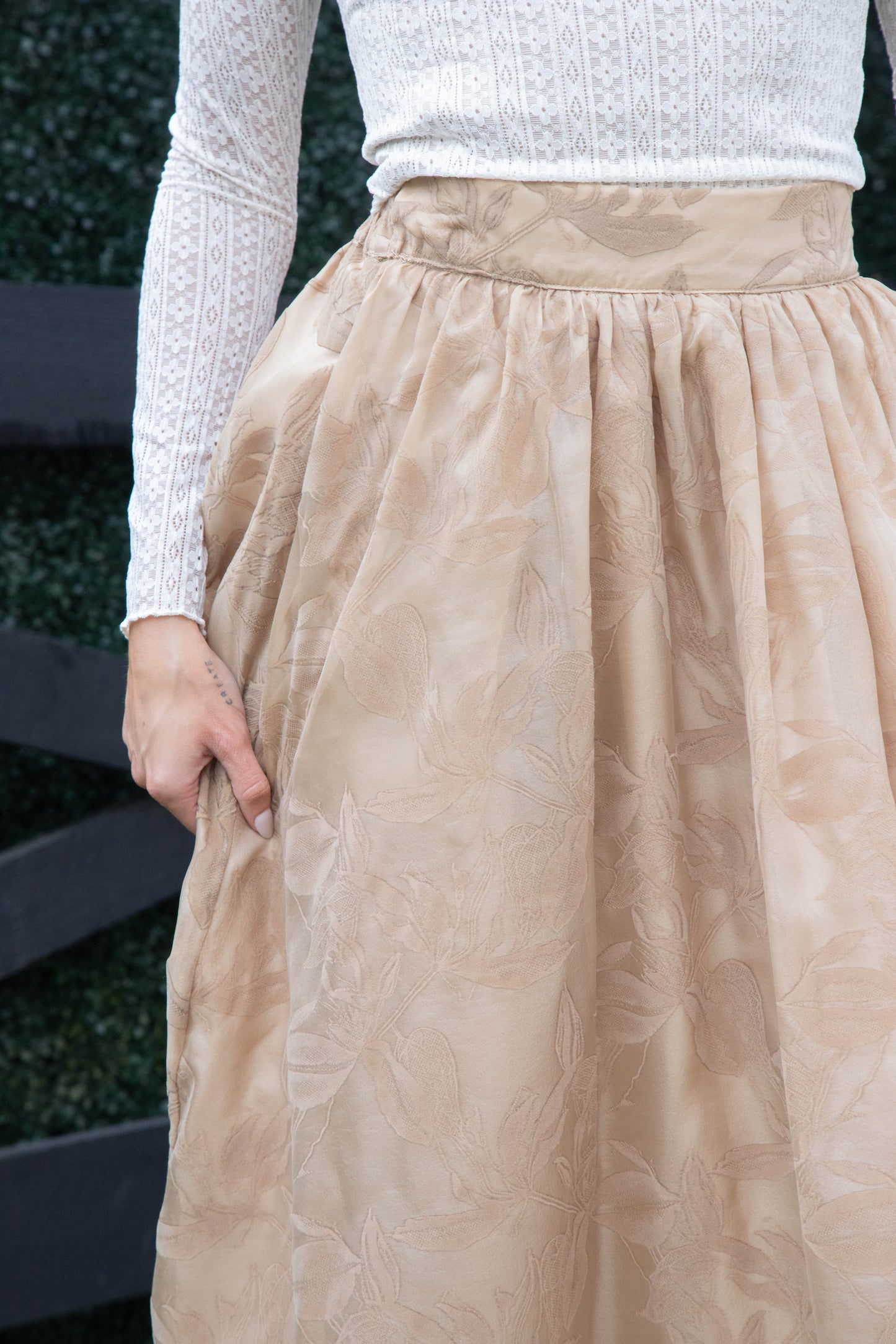  Clarice Velvet Organza Skirt, Taupe