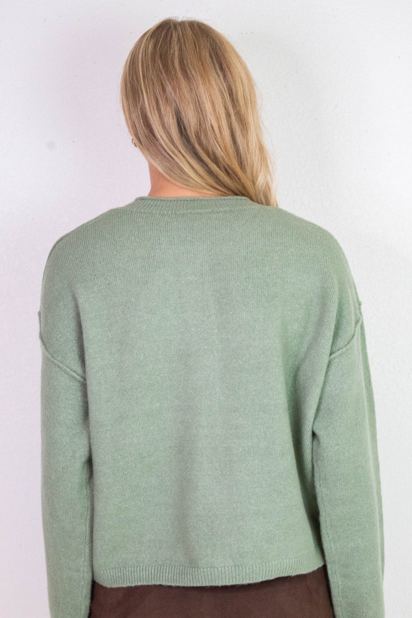  Melina Roll Neck Cardigan, Sage Green