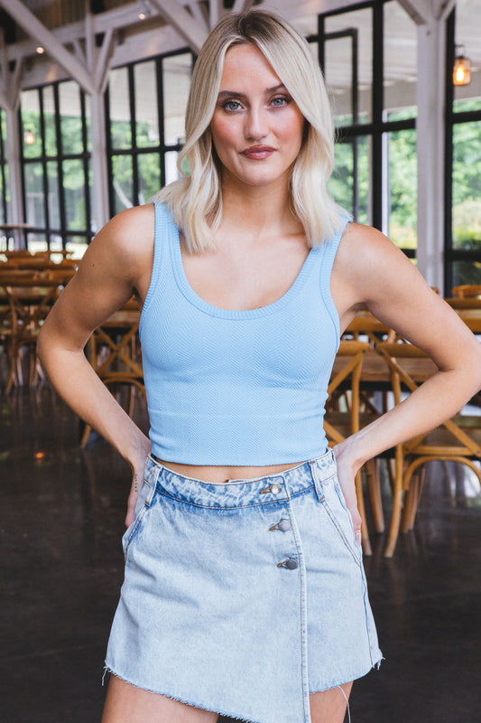  Esther Sleeveless Crop Top, Sky