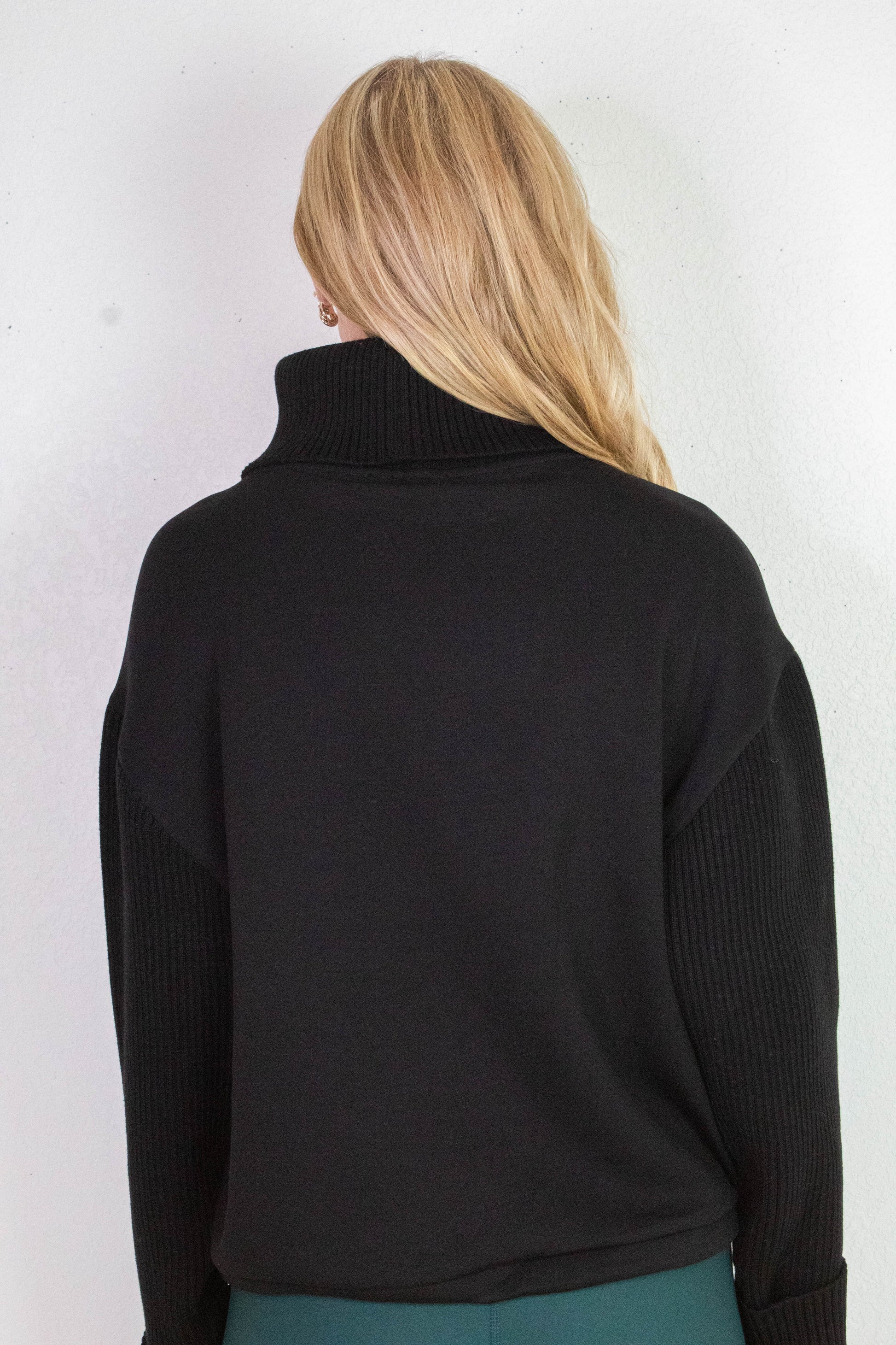  Jovie Soft Knit Ribbed Detail Sweater, Black | RD Style