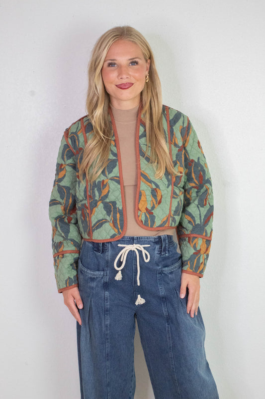  Adalynn Quilted Jacket, Dark Sage | Steve Madden