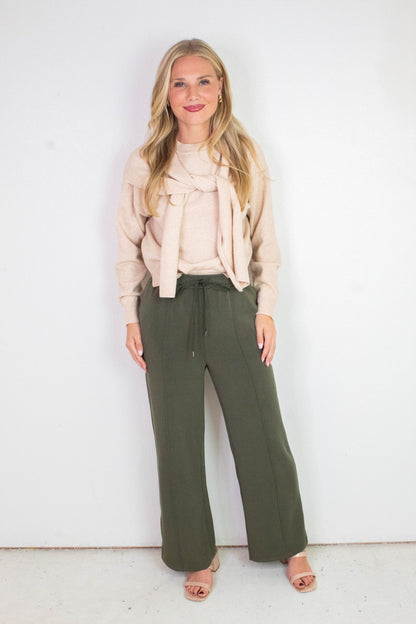  Mariella Brushed Modal Pull On Pants, Dark Olive