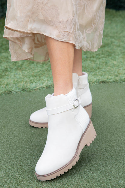  Aeson Knit Back Wedge Bootie, Beige Nubuck