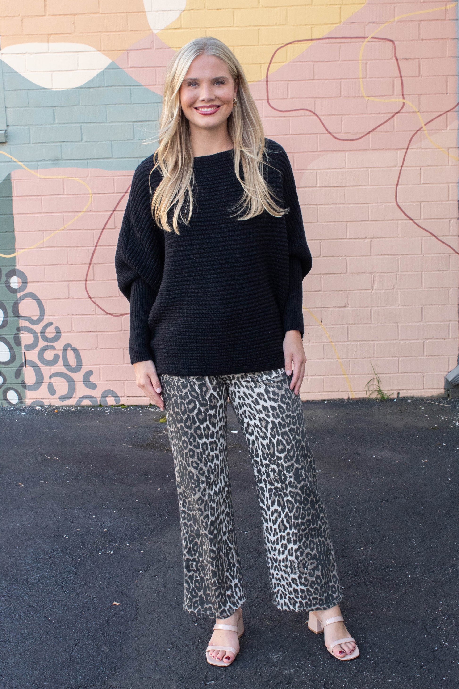  Lily Batwing Boat Neck Sweater, Black