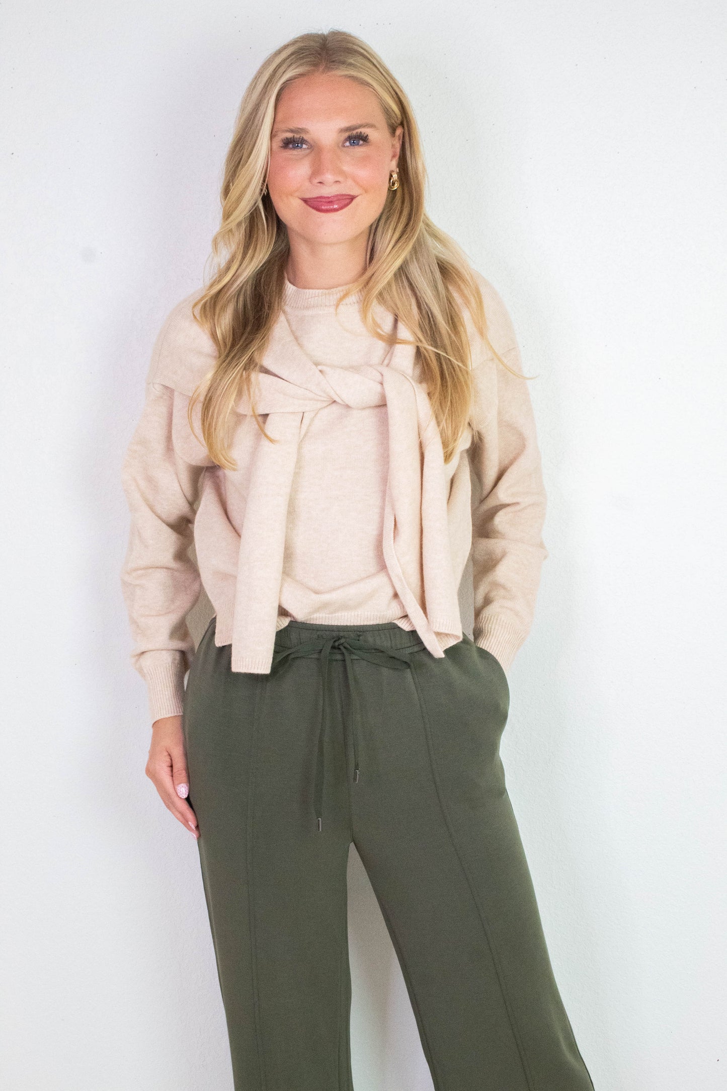  Mariella Brushed Modal Pull On Pants, Dark Olive