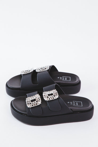  Lola Flatform Sandal, Black | ShuShop