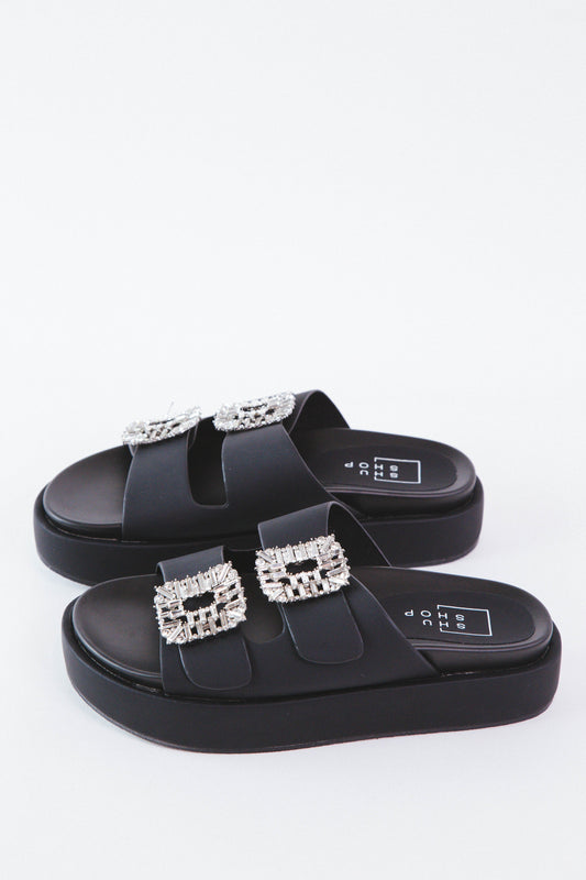  Lola Flatform Sandal, Black | ShuShop