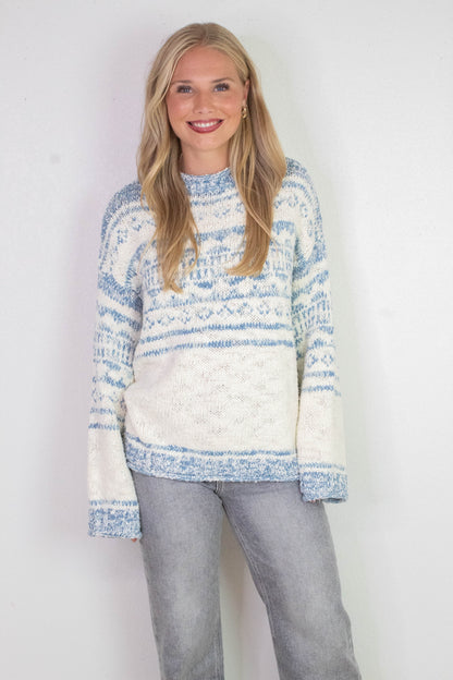  Dani Pattern Sweater, Cloud Combo | Free People