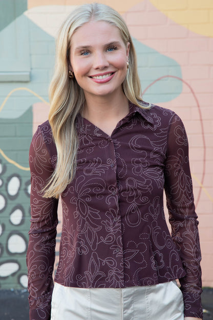  Beatrice Mesh Button Down, Bohemian | Sanctuary