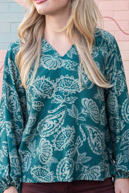  Ariella Balloon Sleeve Blouse, Green