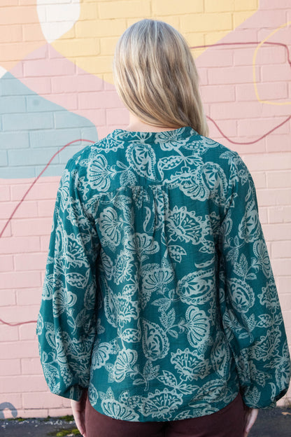  Ariella Balloon Sleeve Blouse, Green
