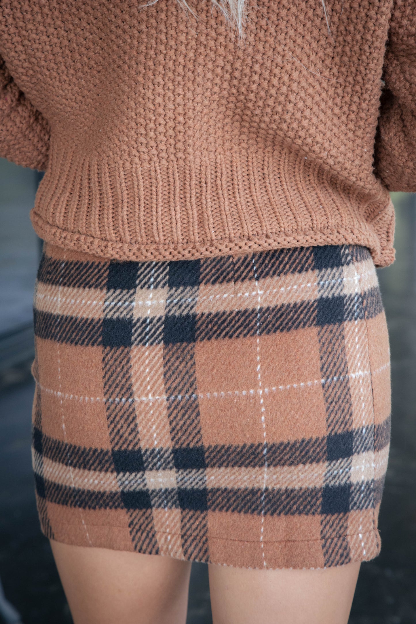  Jemma Plaid Mini Skirt, Brown